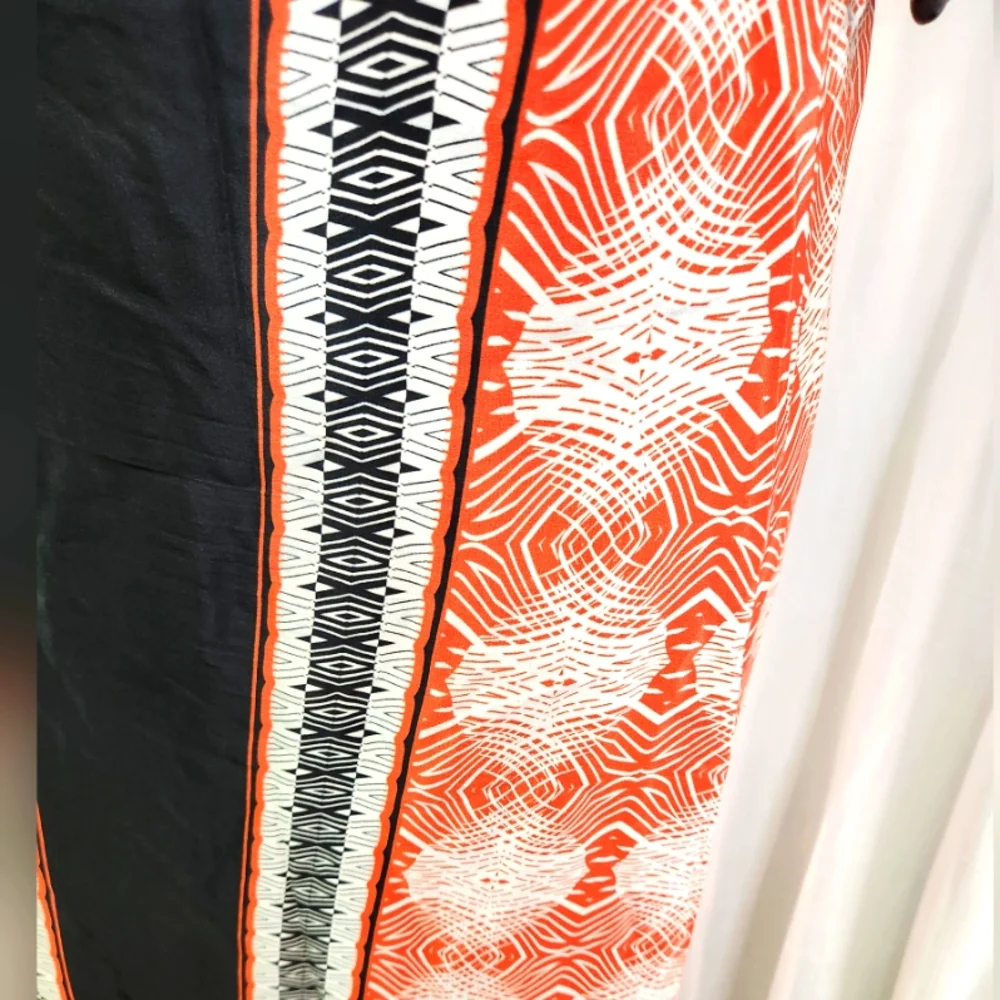 100% Silk Black and Orange Women's Skirt W/Side Slit -New W/ Tags - Picture 12 of 15